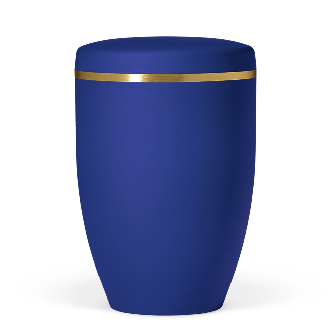 Bio-urne, blå med guldkant